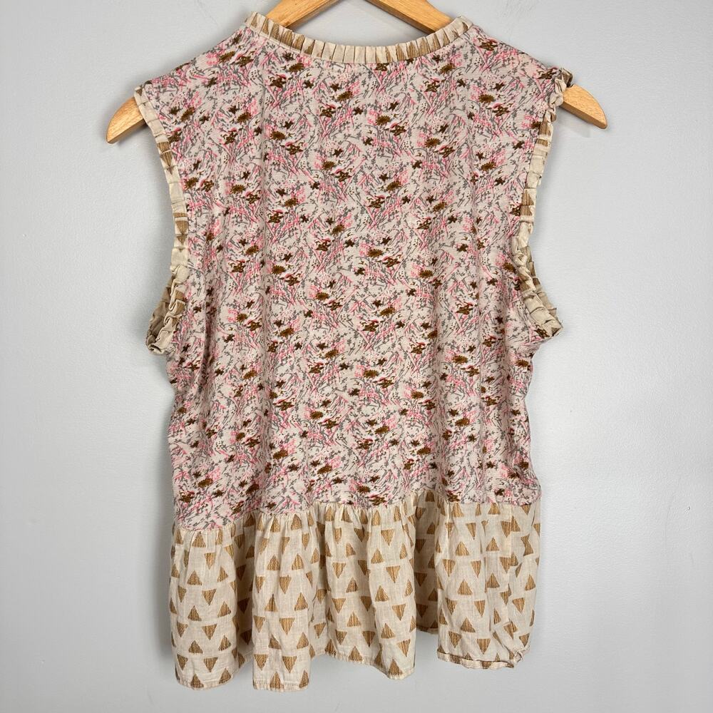 Lucky Brand Sexy Boho Floral Mix Peplum Tank Blouse Sz M - Picture 10 of 10